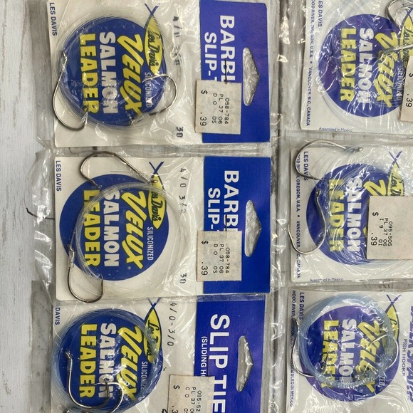 LOT Of 10 Les Davis Mix Velux Salmon Leader Eagle Slip Tie 20 40 25 4/0-3/0 - Picture 10 of 12